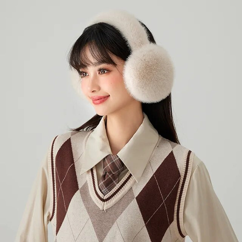 Soft Plush Ear Warmer Winter Warm Earmuffs Fashion Ear Cover Outdoor Cold Protection Solid Color Ear-Muffs Folding Earflap